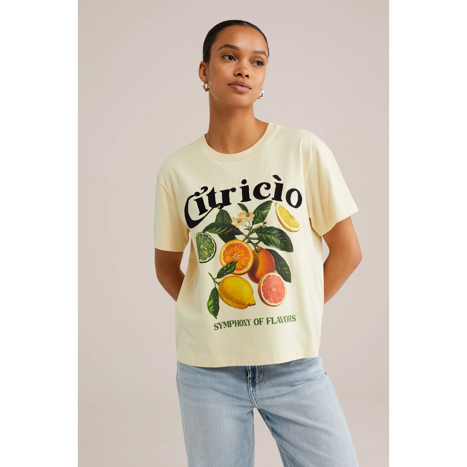 WE Fashion T-shirt lichtgeel