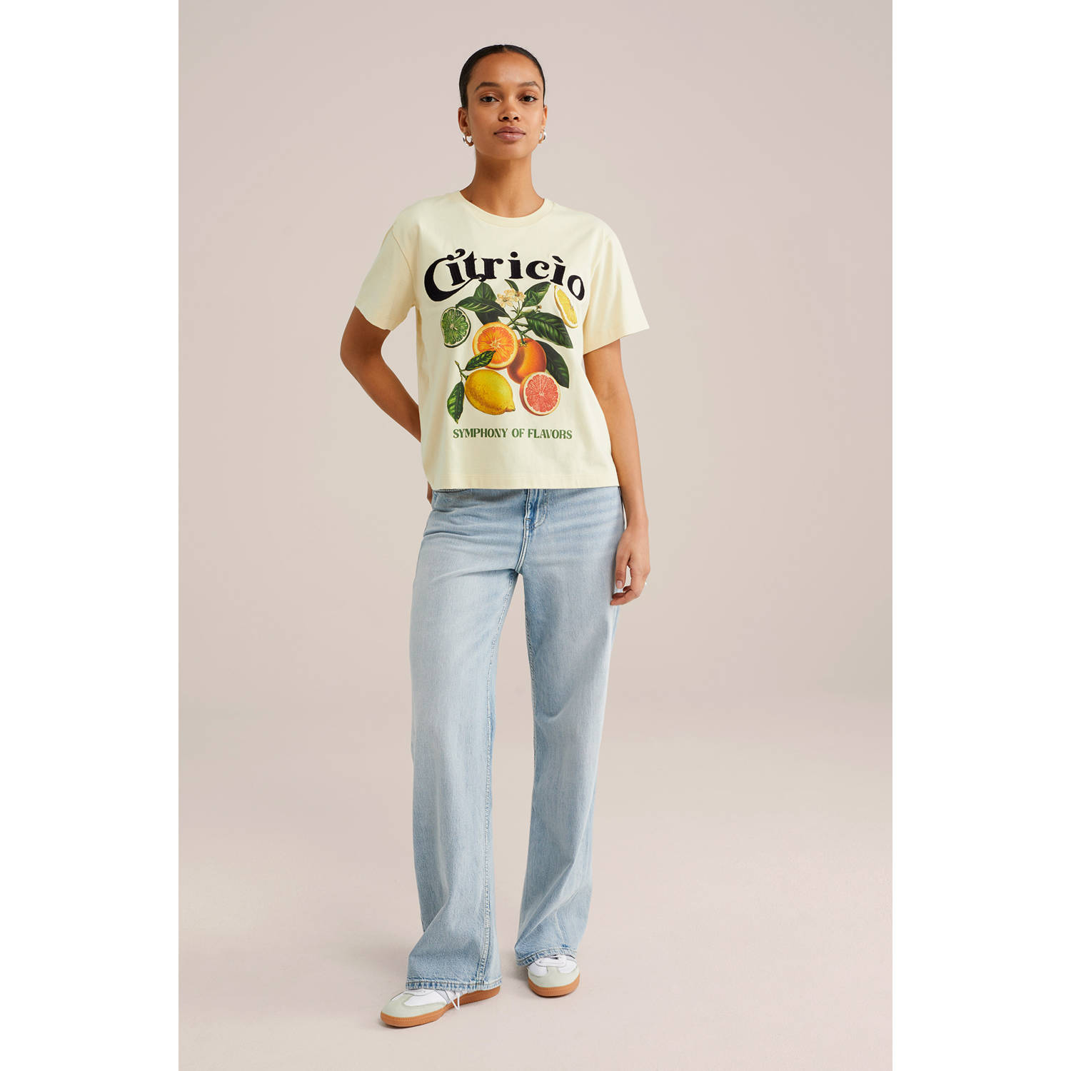 WE Fashion T-shirt lichtgeel