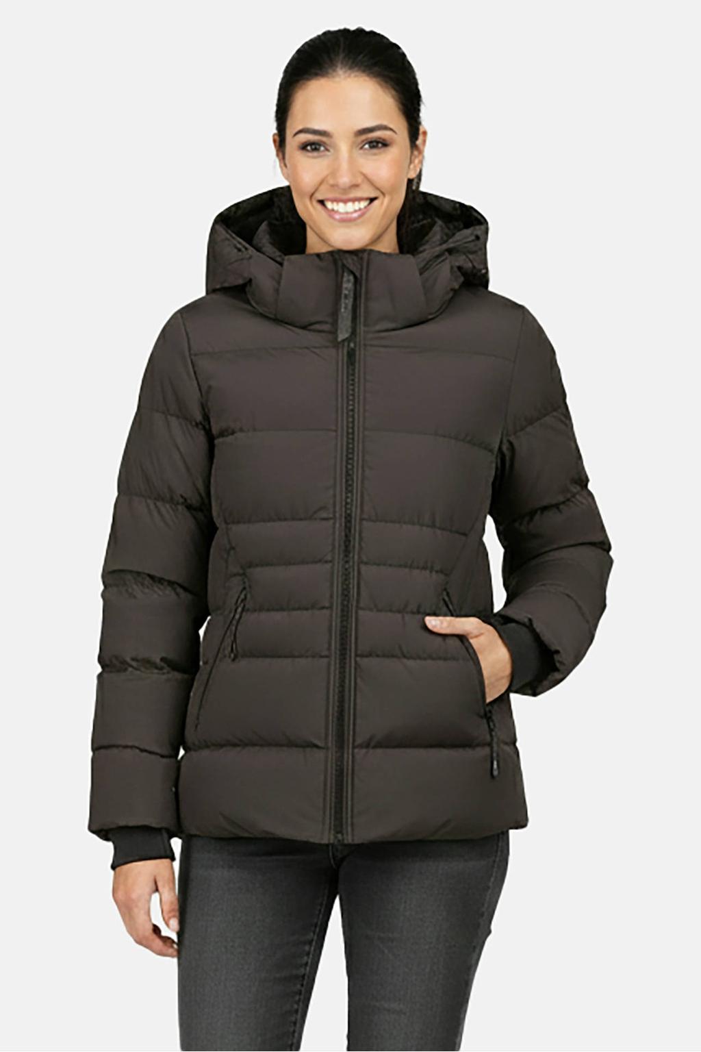 Zwarte dames Cars winterjas van polyester met effen, lange mouwen en capuchon
