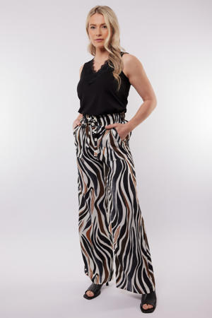 wide leg high waist broek zwart
