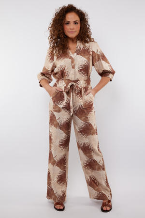 wide leg high waist broek zand
