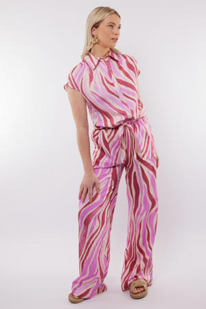 wide leg high waist broek roze
