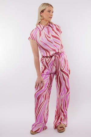 wide leg high waist broek roze