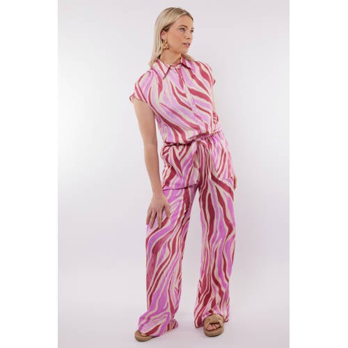 C&S The Label wide leg high waist broek roze afbeelding