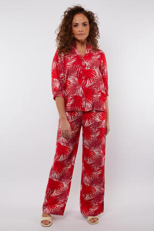 wide leg high waist broek rood