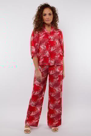 wide leg high waist broek rood
