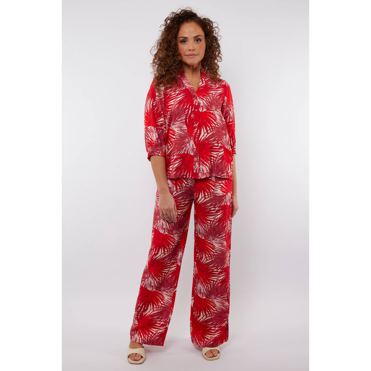 C&S The Label wide leg high waist broek rood