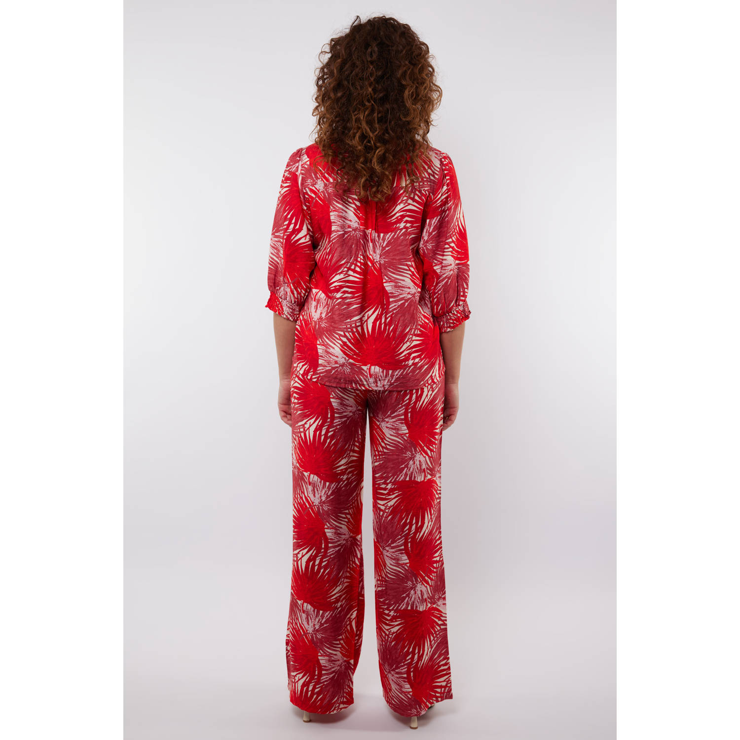 C&S The Label wide leg high waist broek rood