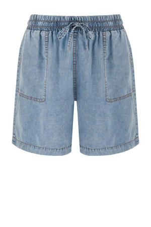 high waist casual short medium blue denim