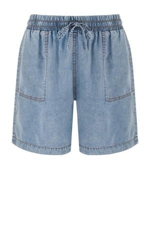 high waist casual short medium blue denim
