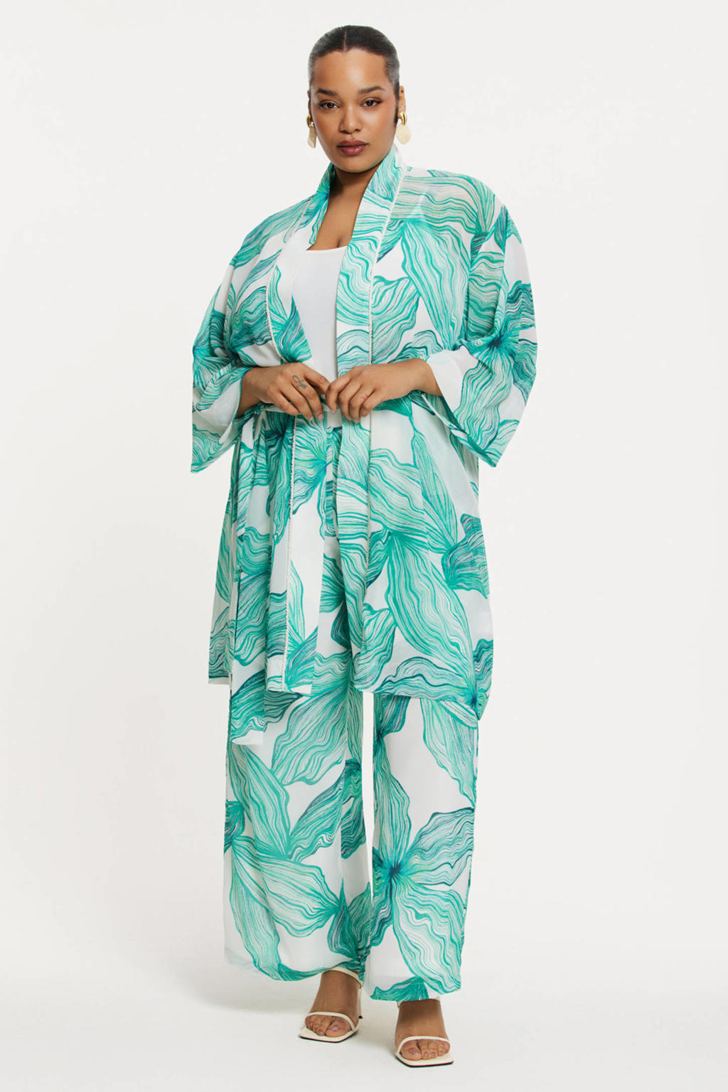 YOEK regular high waist broek turquoise