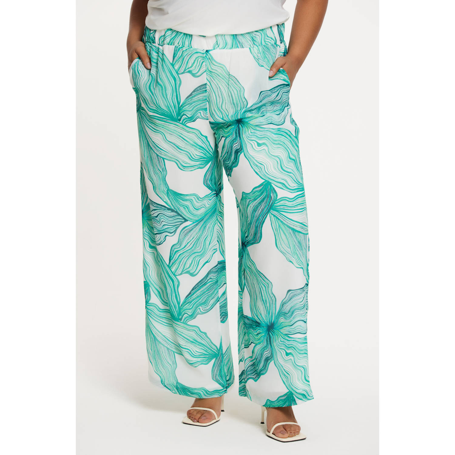 YOEK regular high waist broek turquoise
