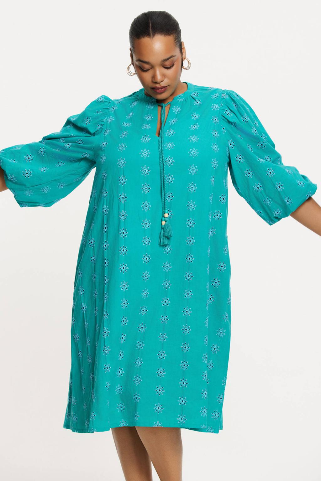 YOEK zomerjurk broderie turquoise