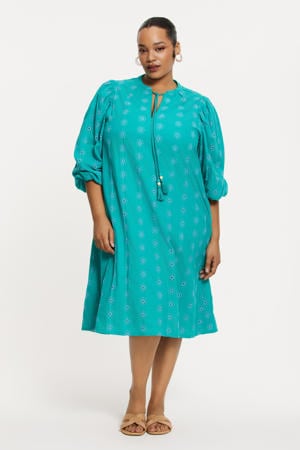 zomerjurk broderie turquoise