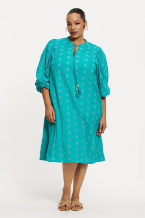 zomerjurk broderie turquoise