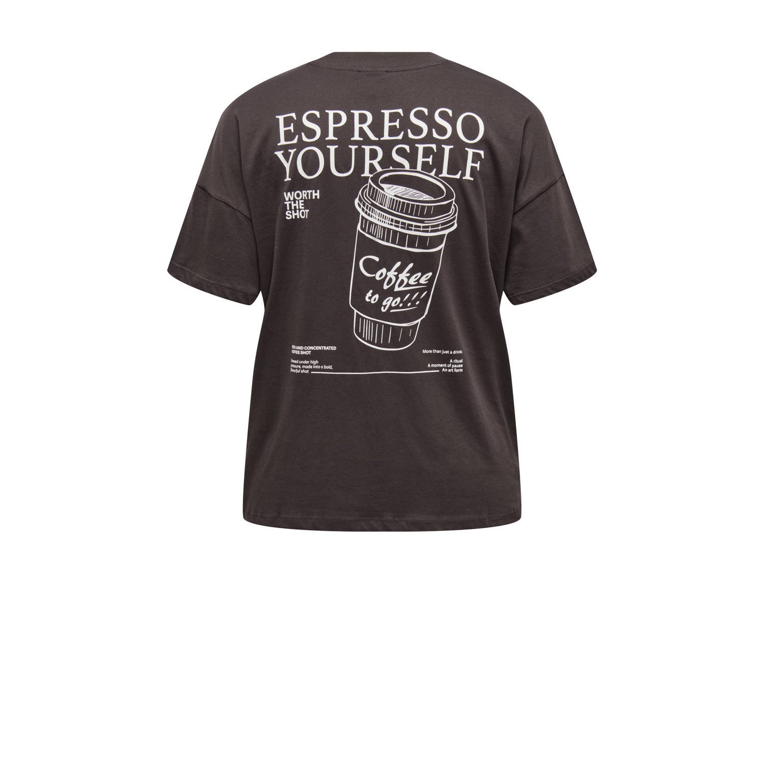 ONLY CARMAKOMA T-shirt donkerbruin gebreid