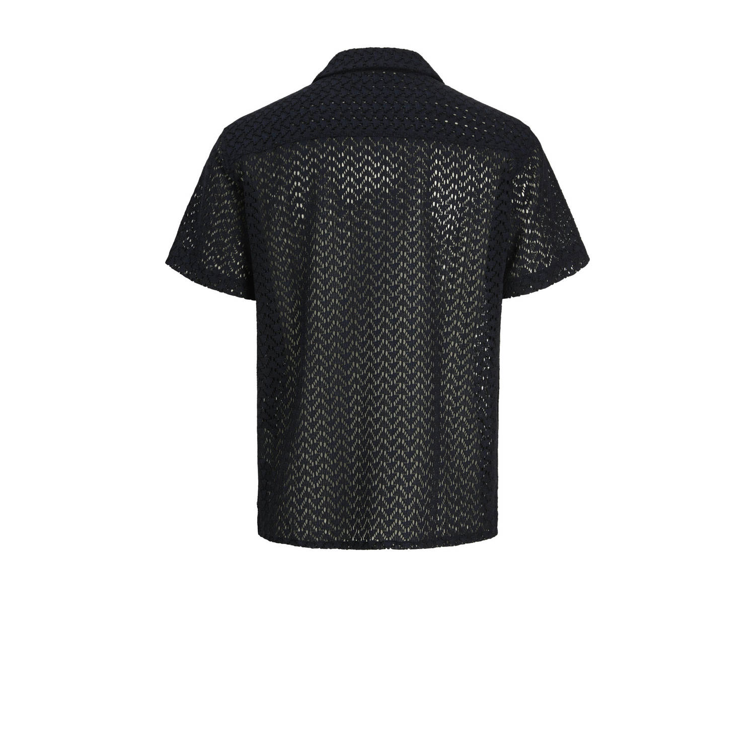 JACK & JONES ORIGINALS casual overhemd met ingebreid patroon donkerblauw