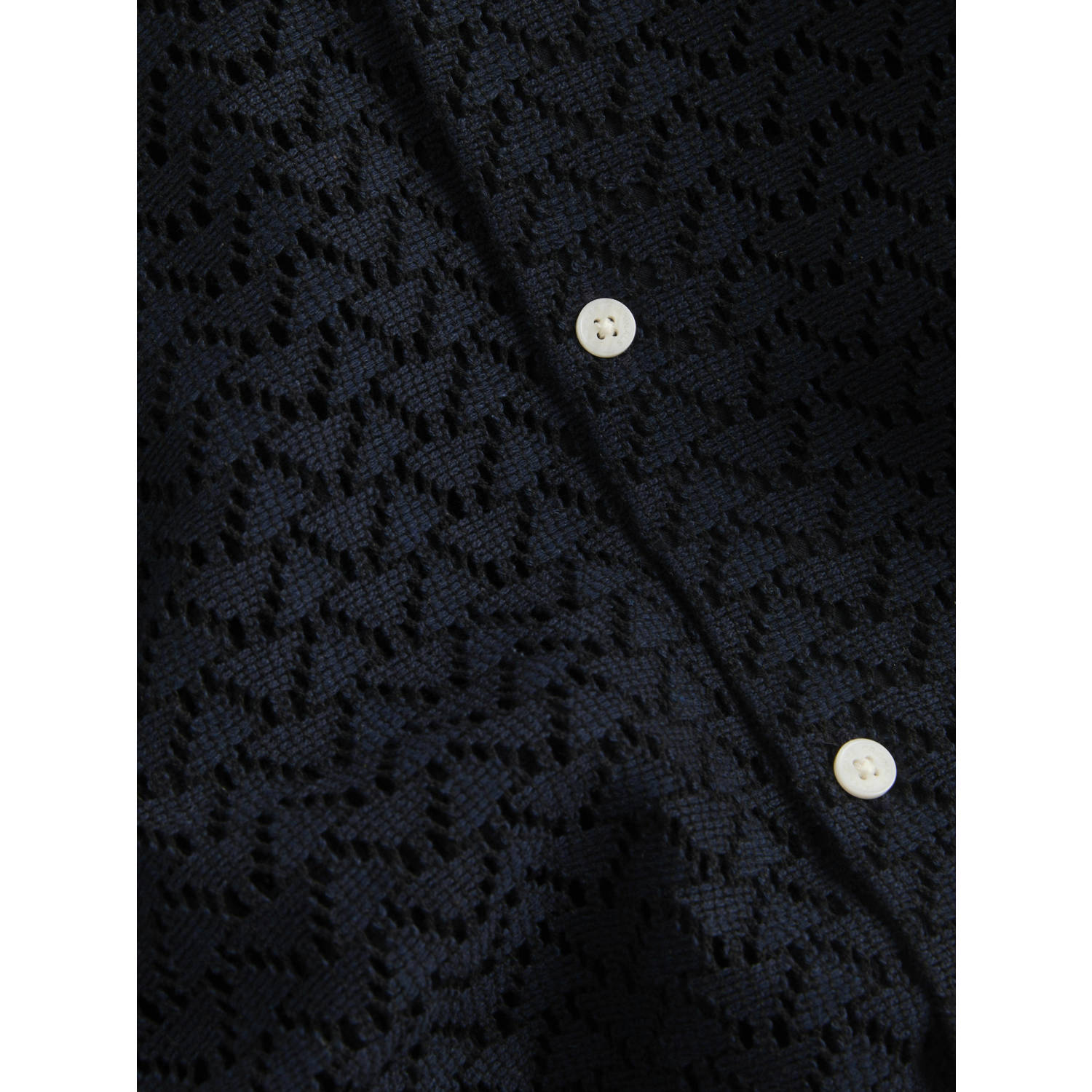 JACK & JONES ORIGINALS casual overhemd met ingebreid patroon donkerblauw