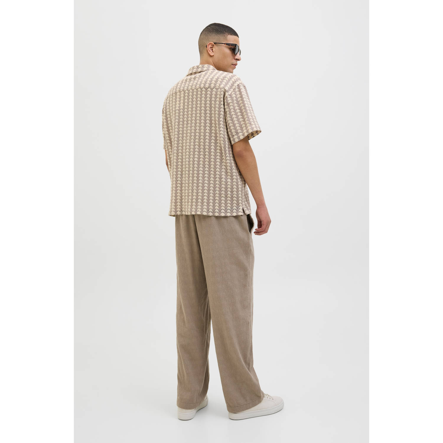 JACK & JONES ORIGINALS casual overhemd met ingebreid patroon bruin