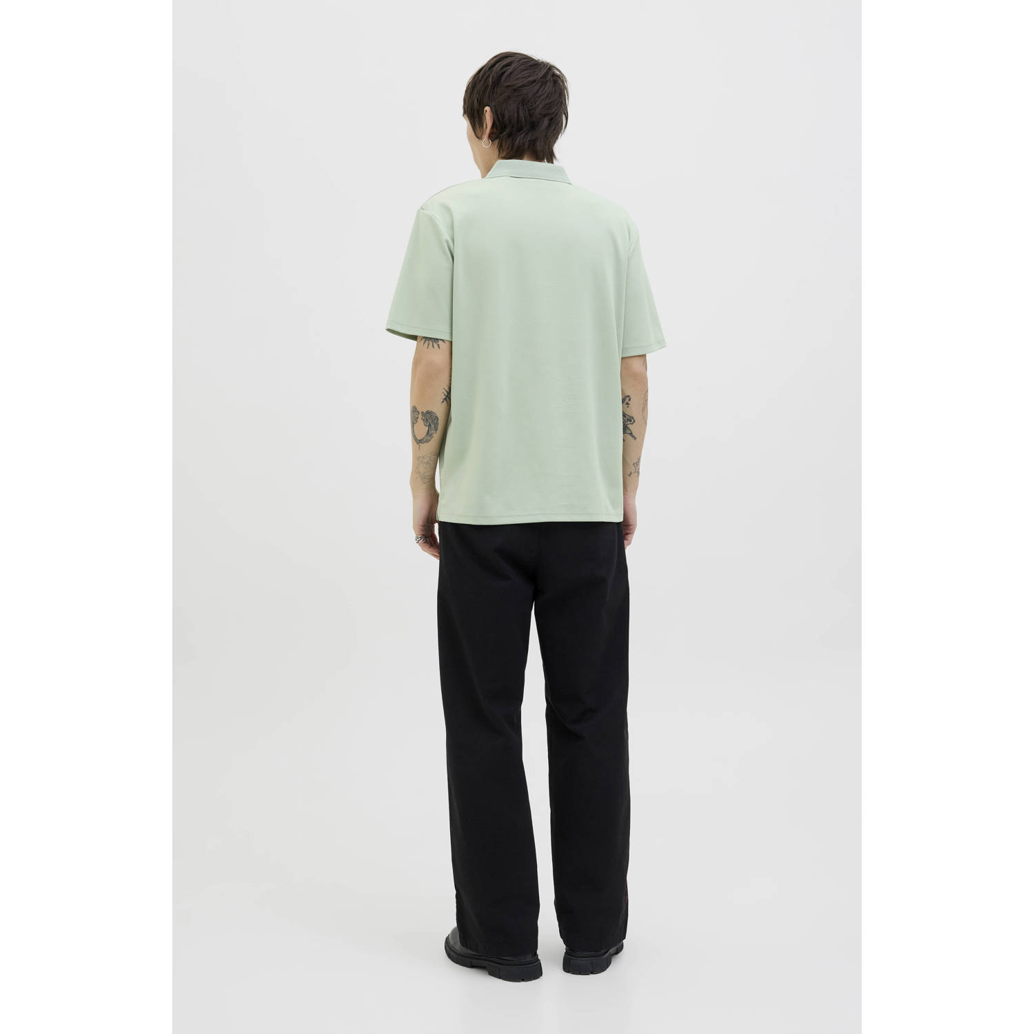 JACK & JONES PREMIUM regular polo gebreid grijsgroen