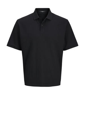 relaxed polo met ingebreid patroon zwart