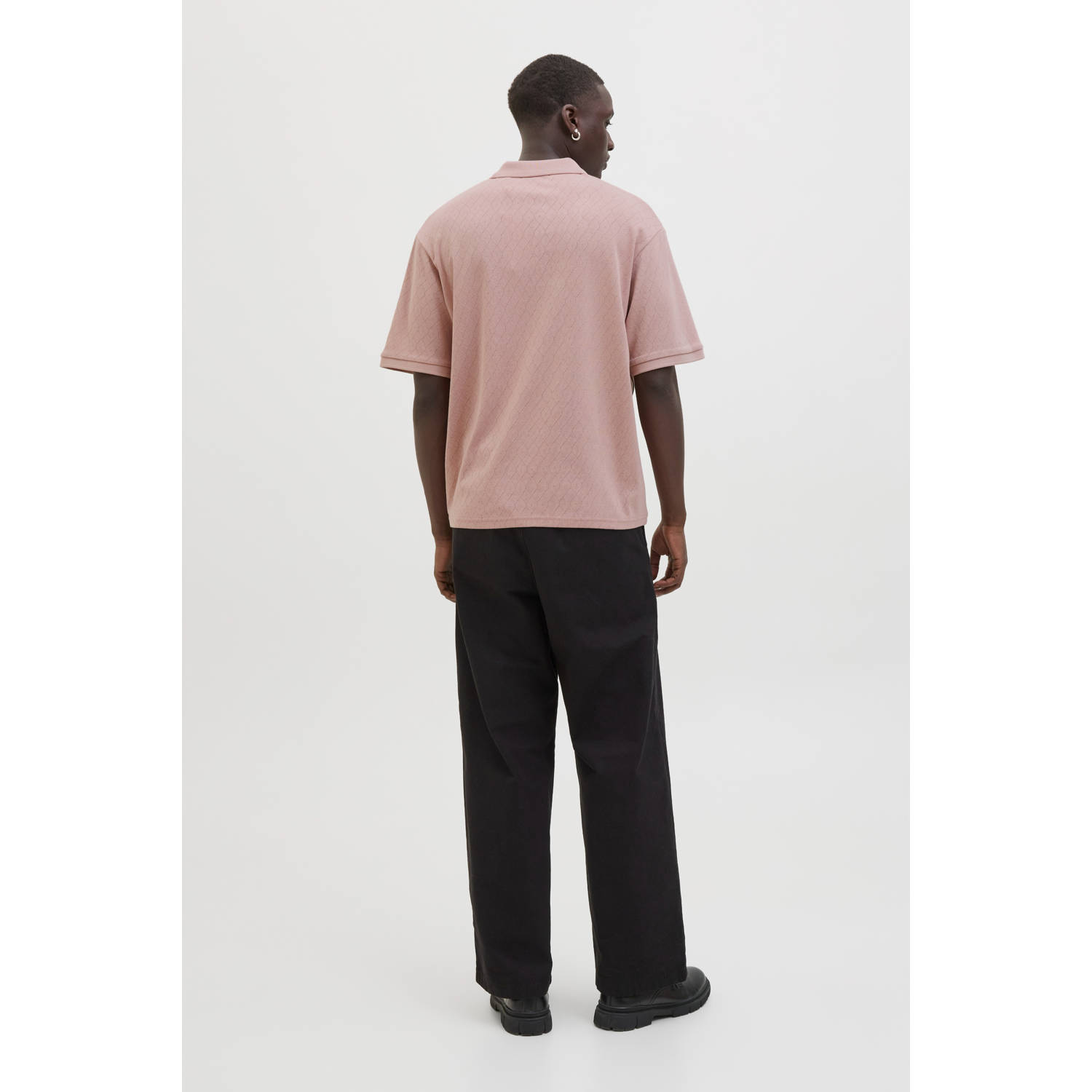 JACK & JONES PREMIUM relaxed polo met ingebreid patroon oudroze