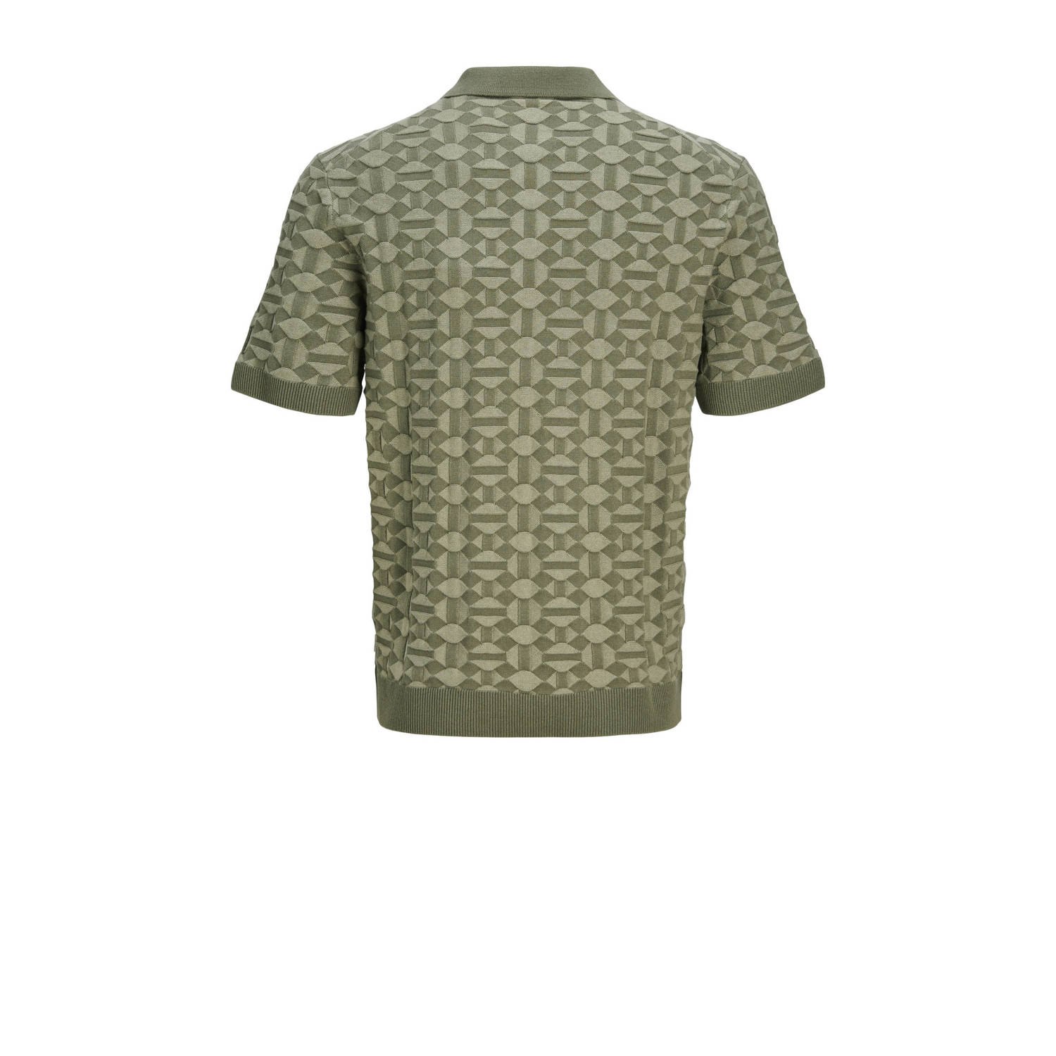 JACK & JONES PREMIUM regular polo met ingebreid patroon olijfgroen