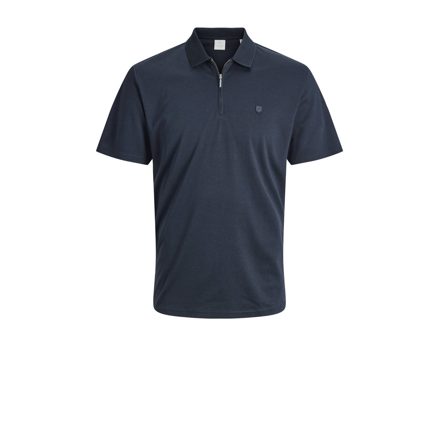 JACK & JONES PREMIUM regular polo gebreid donkerblauw