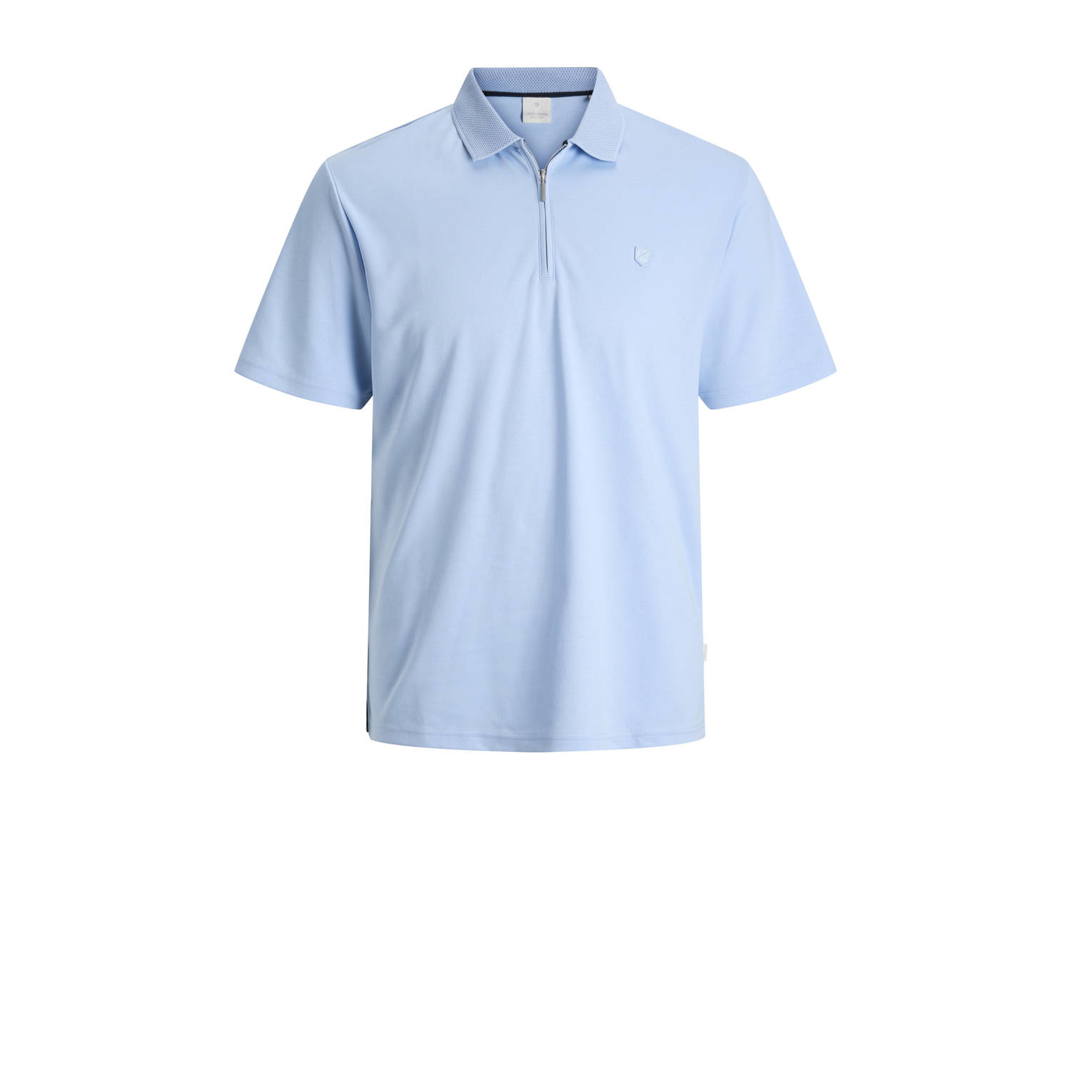 JACK & JONES PREMIUM regular polo gebreid lichtblauw