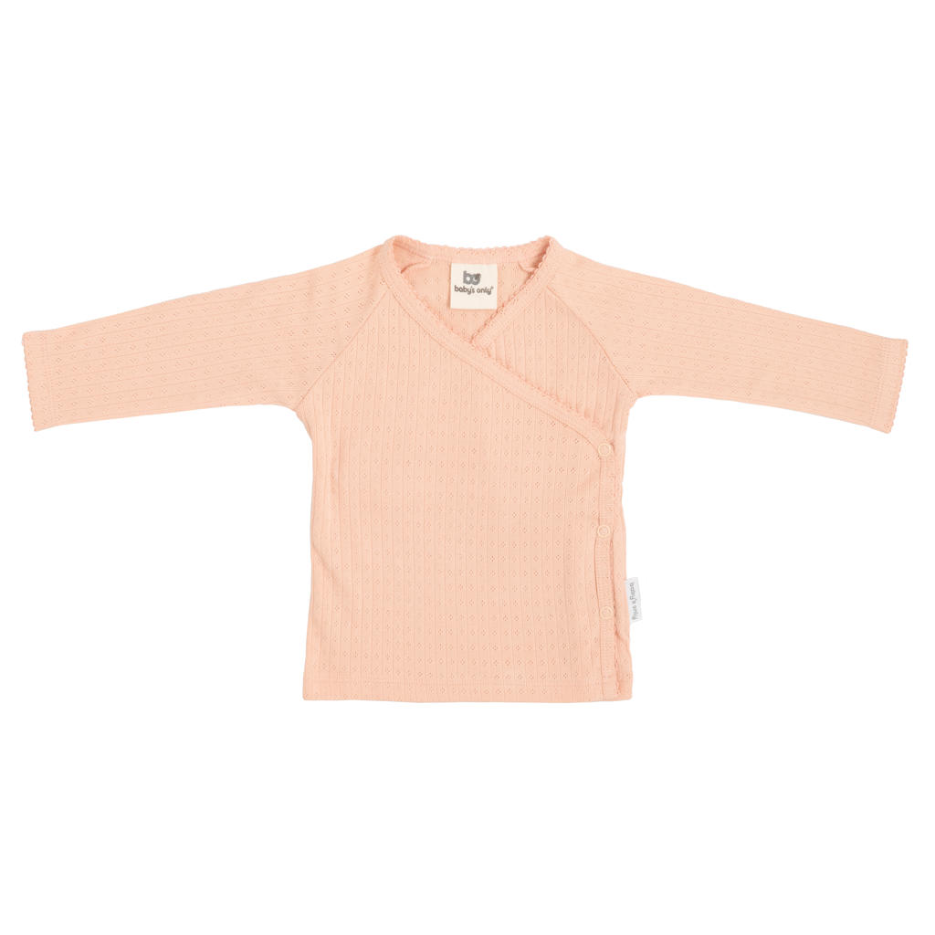 Roze meisjes Baby's Only longsleeve van katoen met effen, lange mouwen, V-hals, drukknoopsluiting en overslag detail