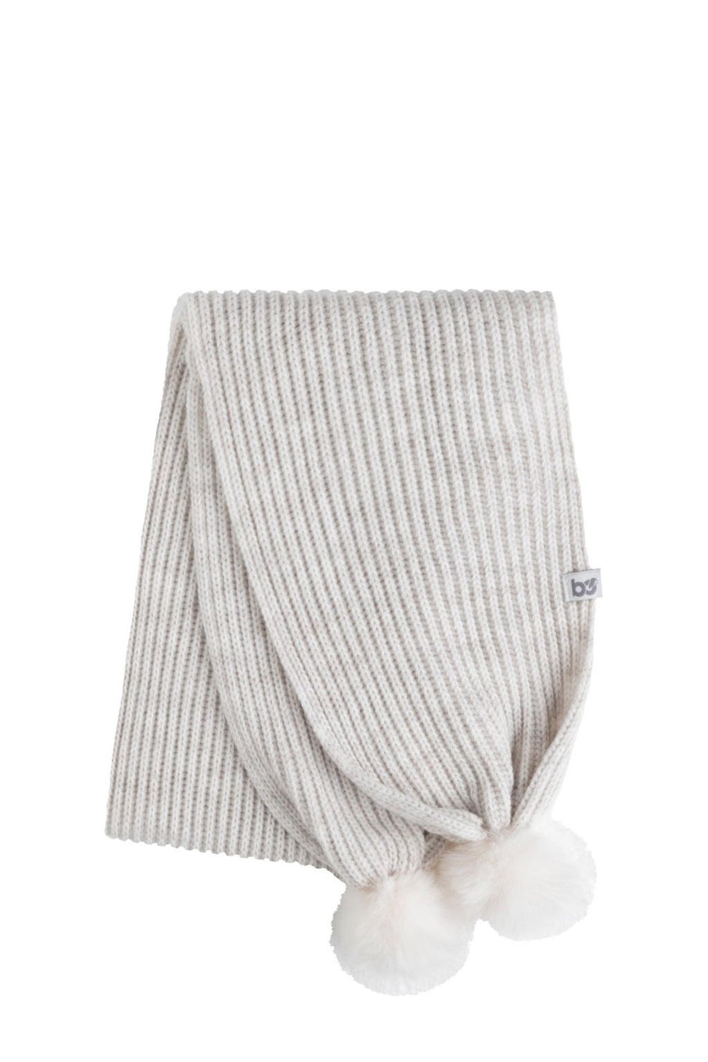 Witte meisjes Baby's Only gebreide sjaal Cool van acryl met effen en pompons