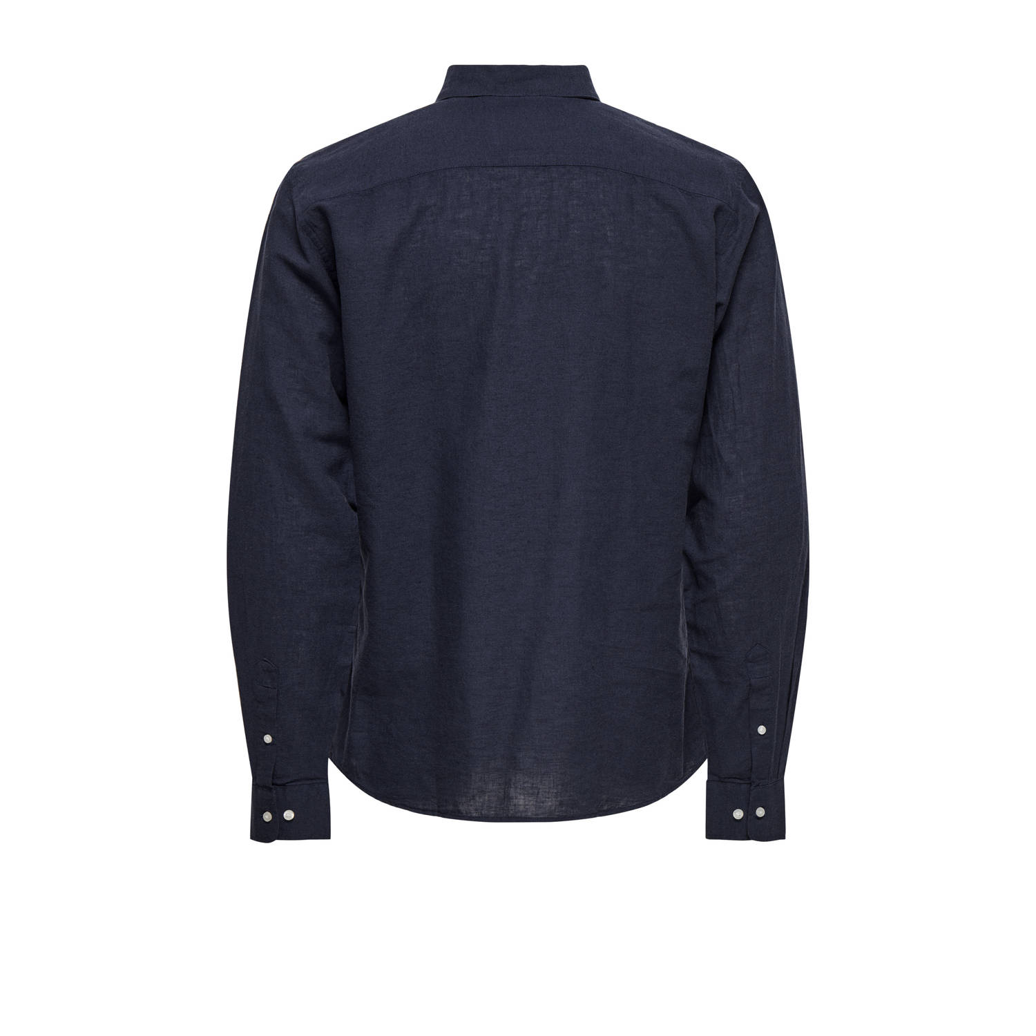 ONLY & SONS linnen casual overhemd donkerblauw