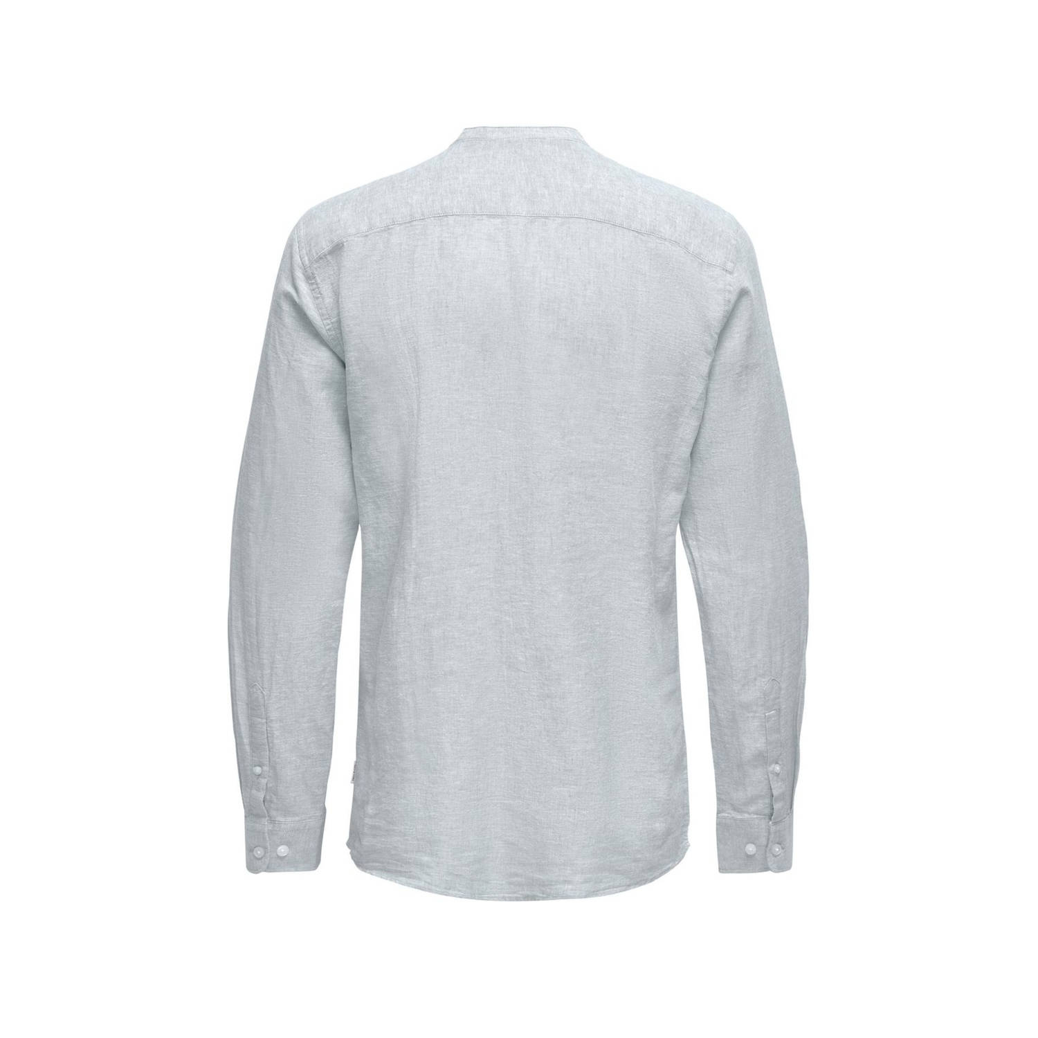 ONLY & SONS linnen casual overhemd grijsblauw
