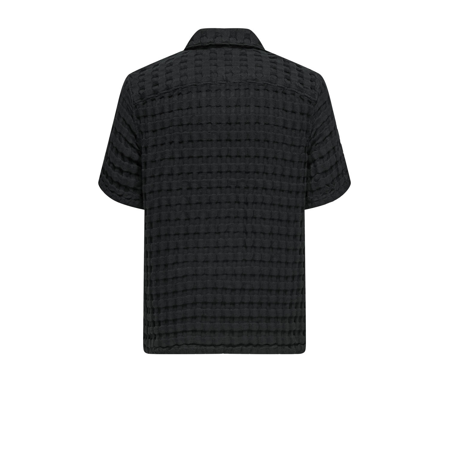 ONLY & SONS casual overhemd met textuur zwart