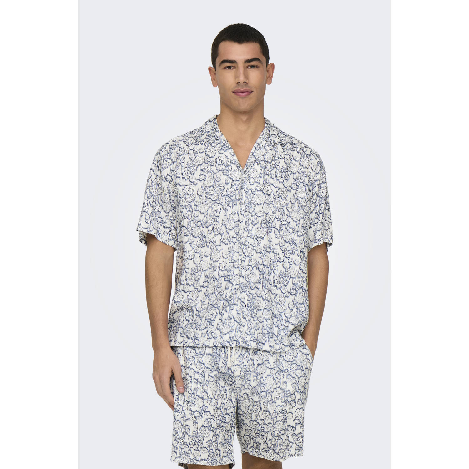 ONLY & SONS casual overhemd blauw