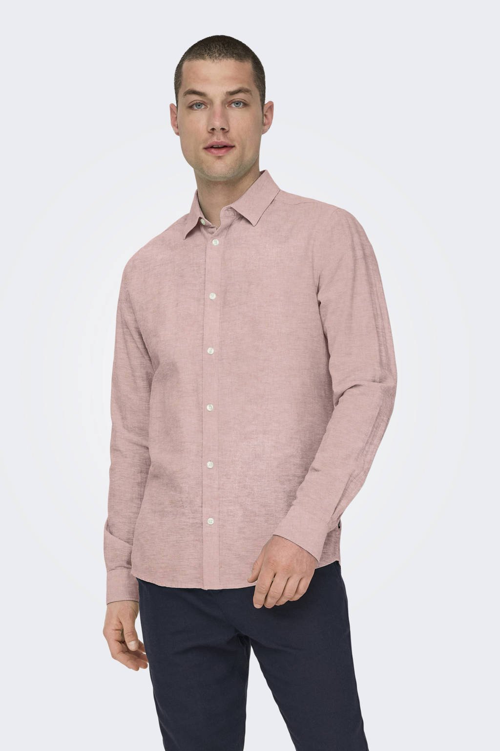 Pink Linnen Overhemd Mannen Linnen Overhemd Rood Pink Relaxed Fit 30-220276  LINDBERGH, image size:1024x1537