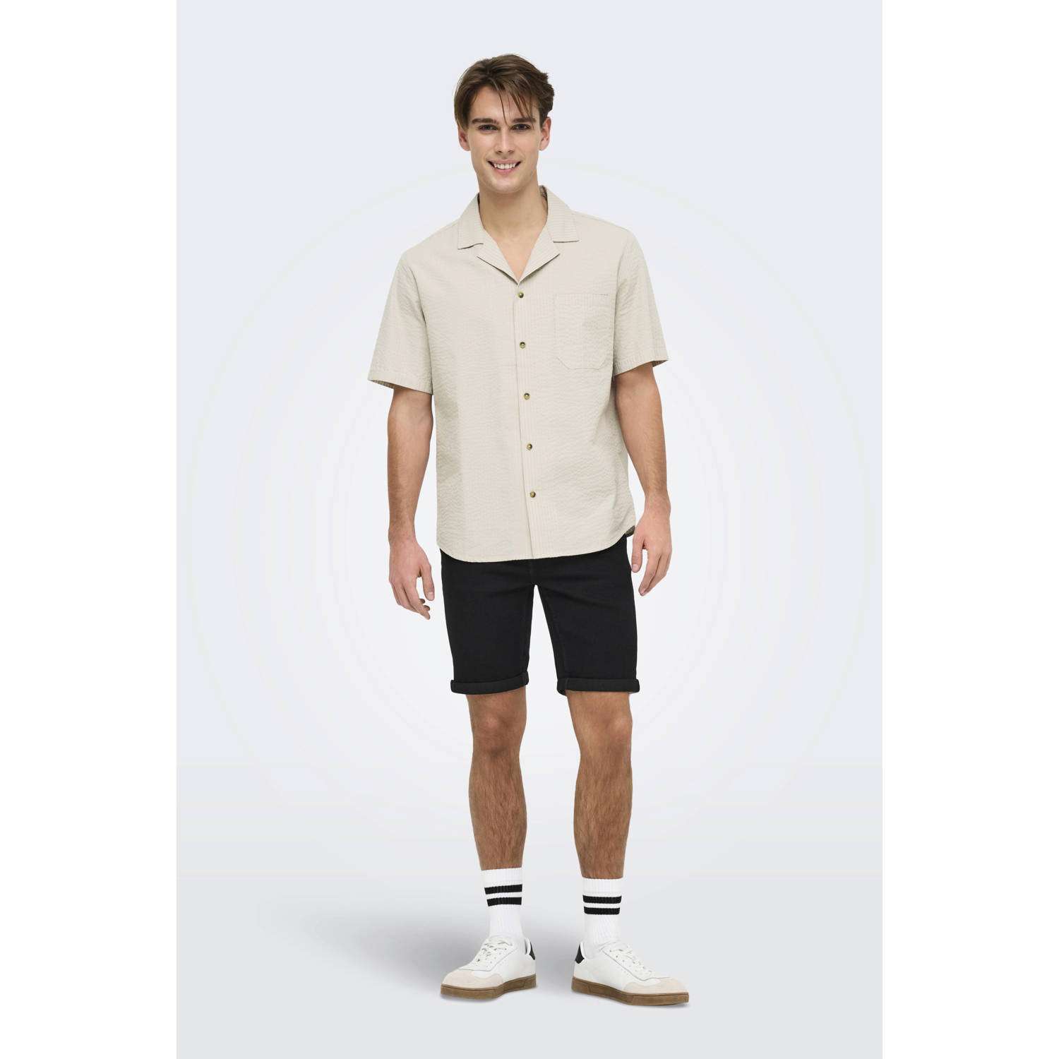 ONLY & SONS casual overhemd taupe