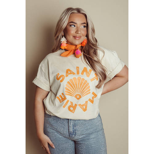 Pinned by K Curve T-shirt ecru afbeelding