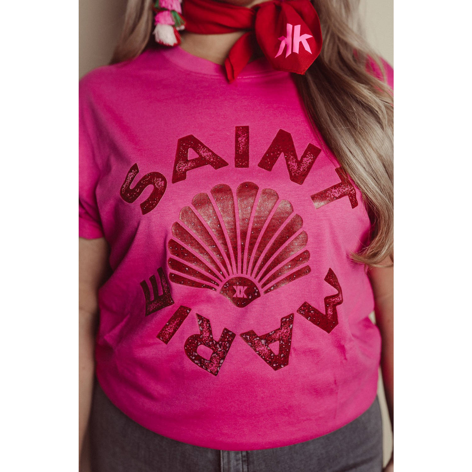 Pinned by K Curve T-shirt roze
