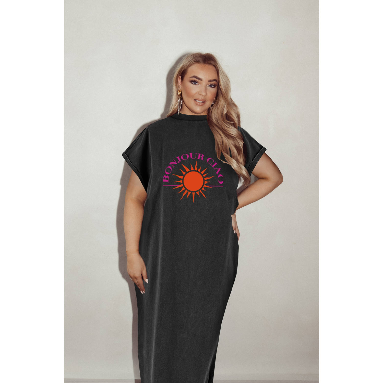 Pinned by K Curve maxi jurk antraciet