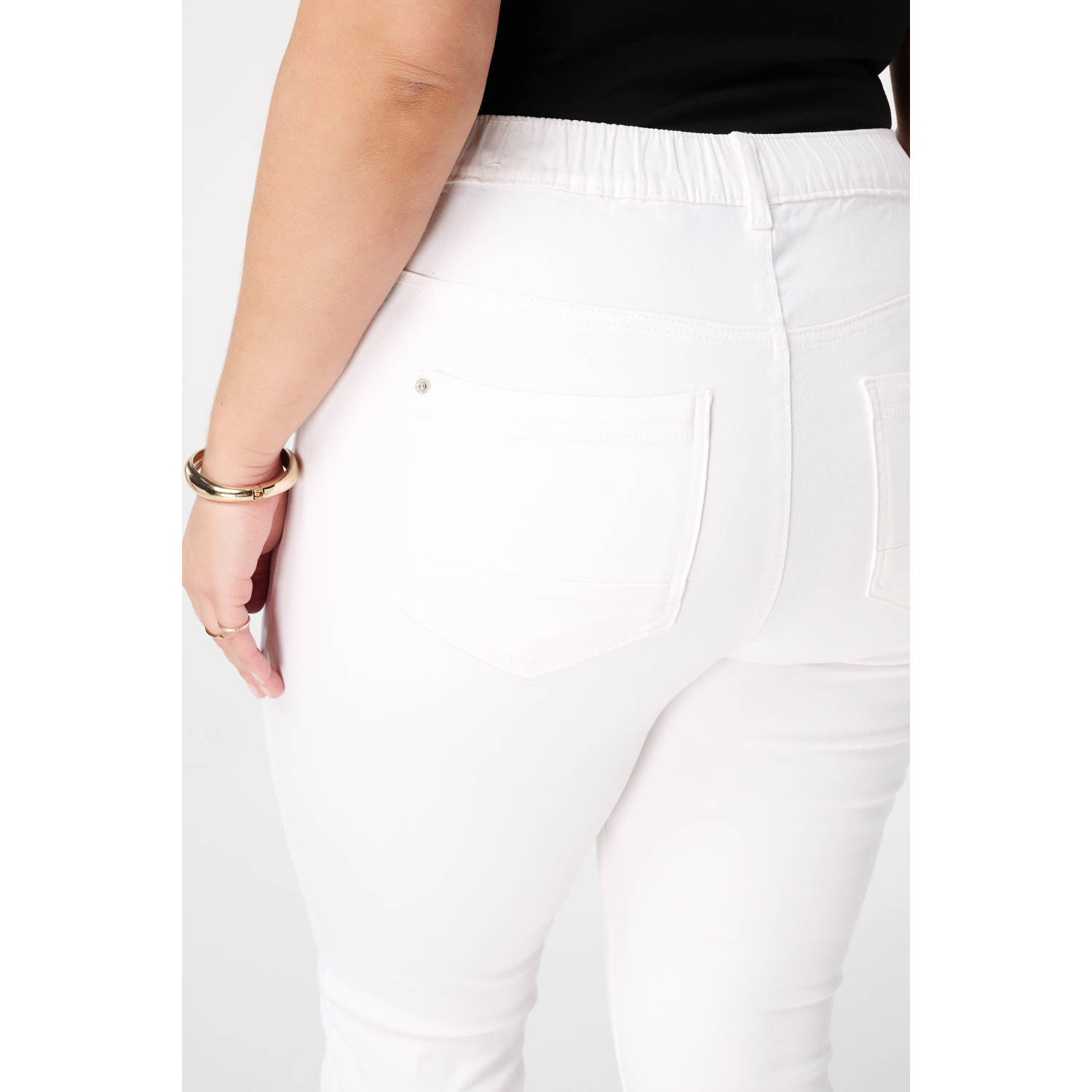 MS Mode slim regular waist broek wit