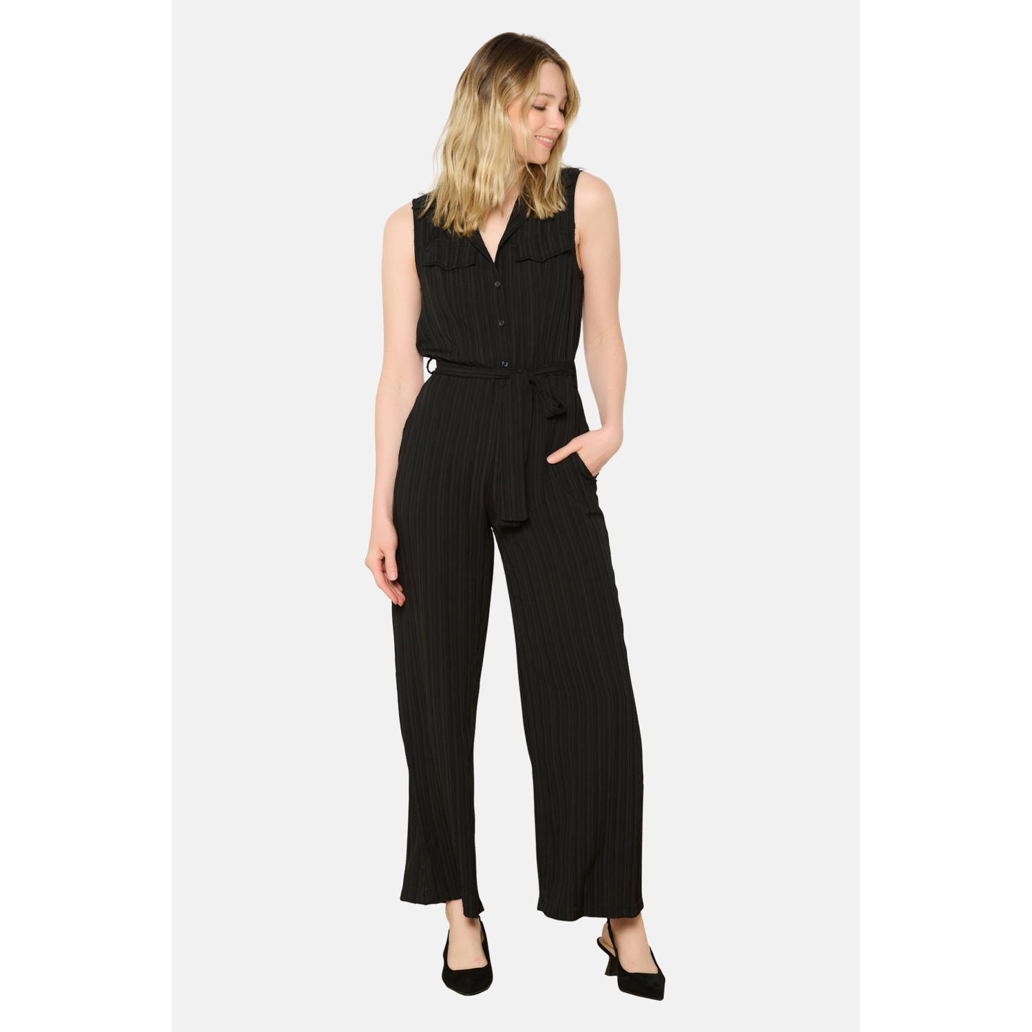 LOLALIZA wide leg jumpsuit zwart