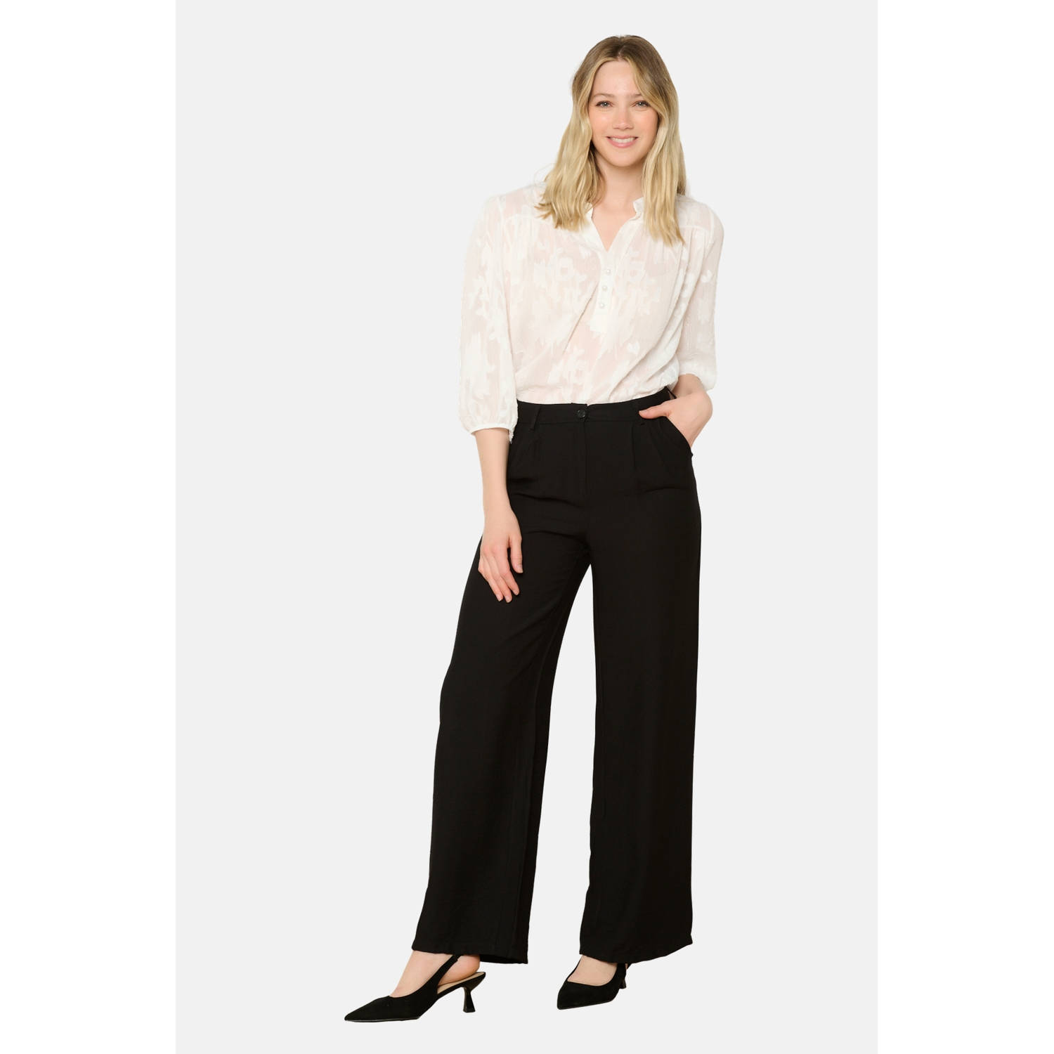 LOLALIZA wide leg pantalon zwart