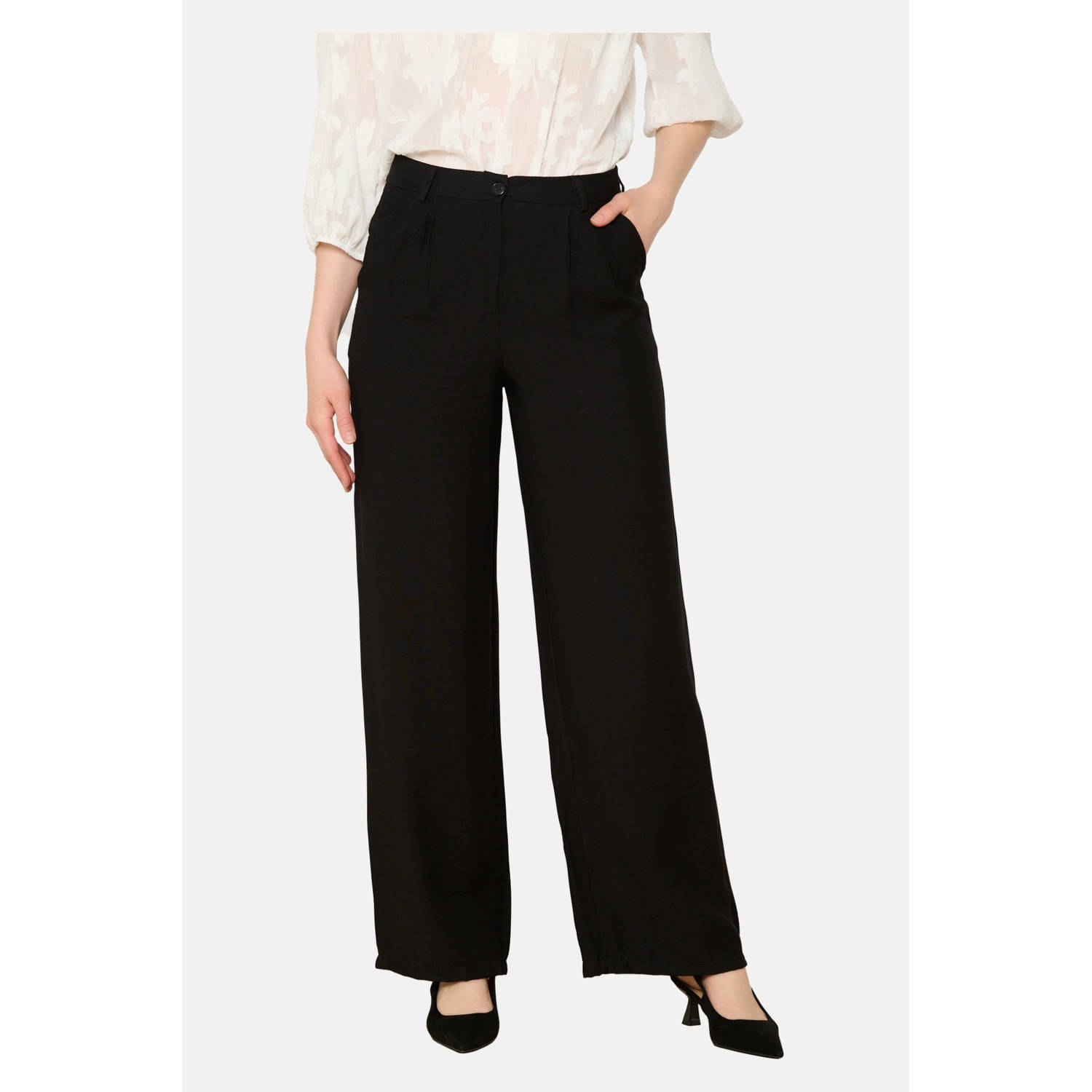LOLALIZA wide leg pantalon zwart