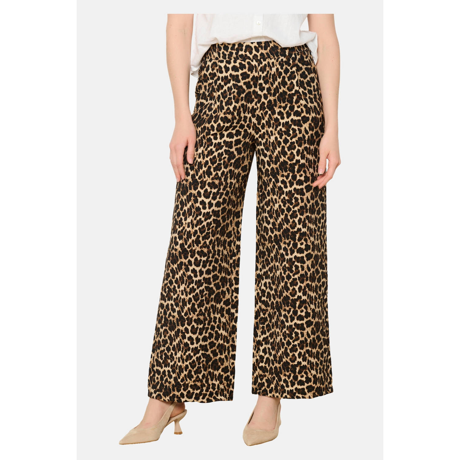 LOLALIZA wide leg regular waist casual broek bruin