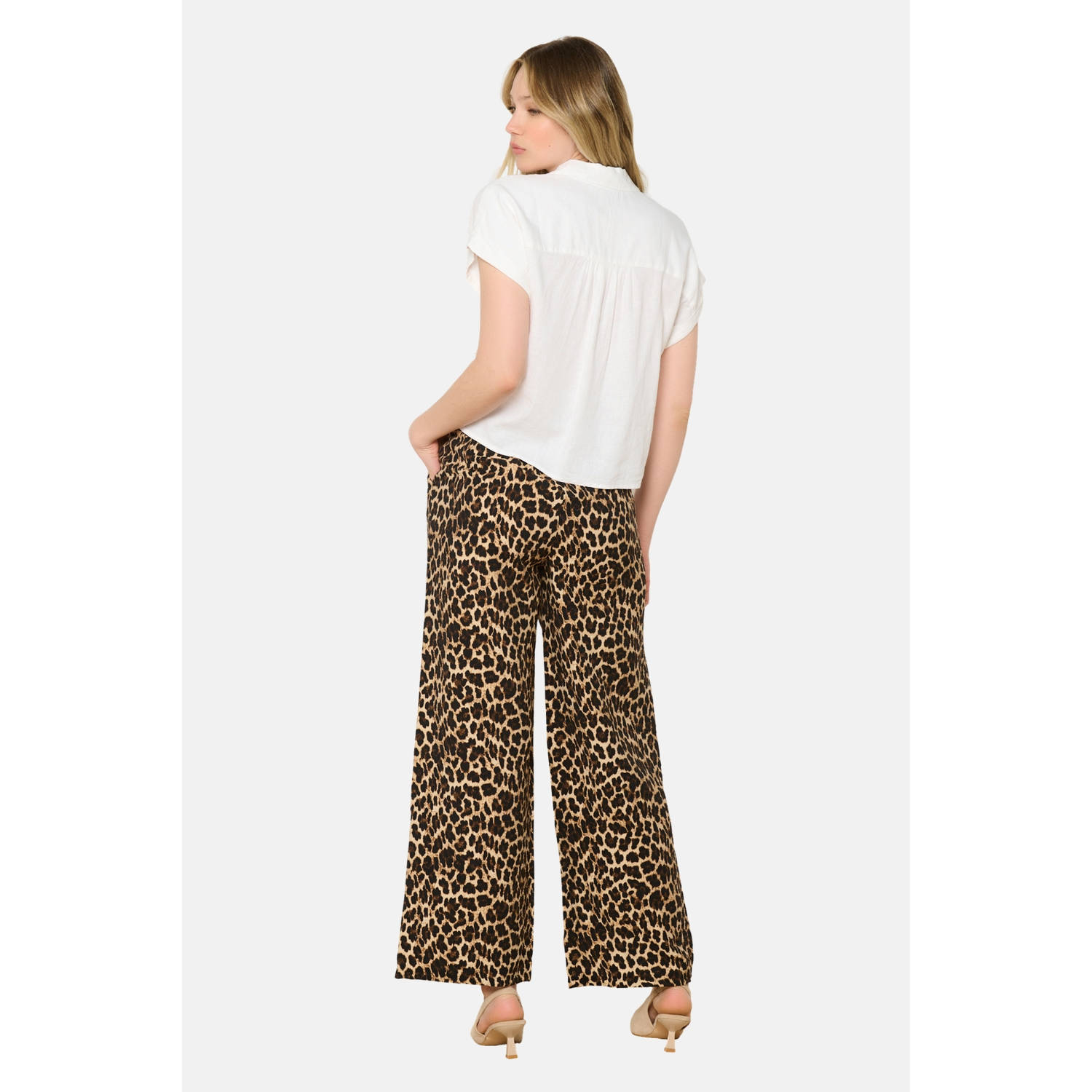 LOLALIZA wide leg regular waist casual broek bruin