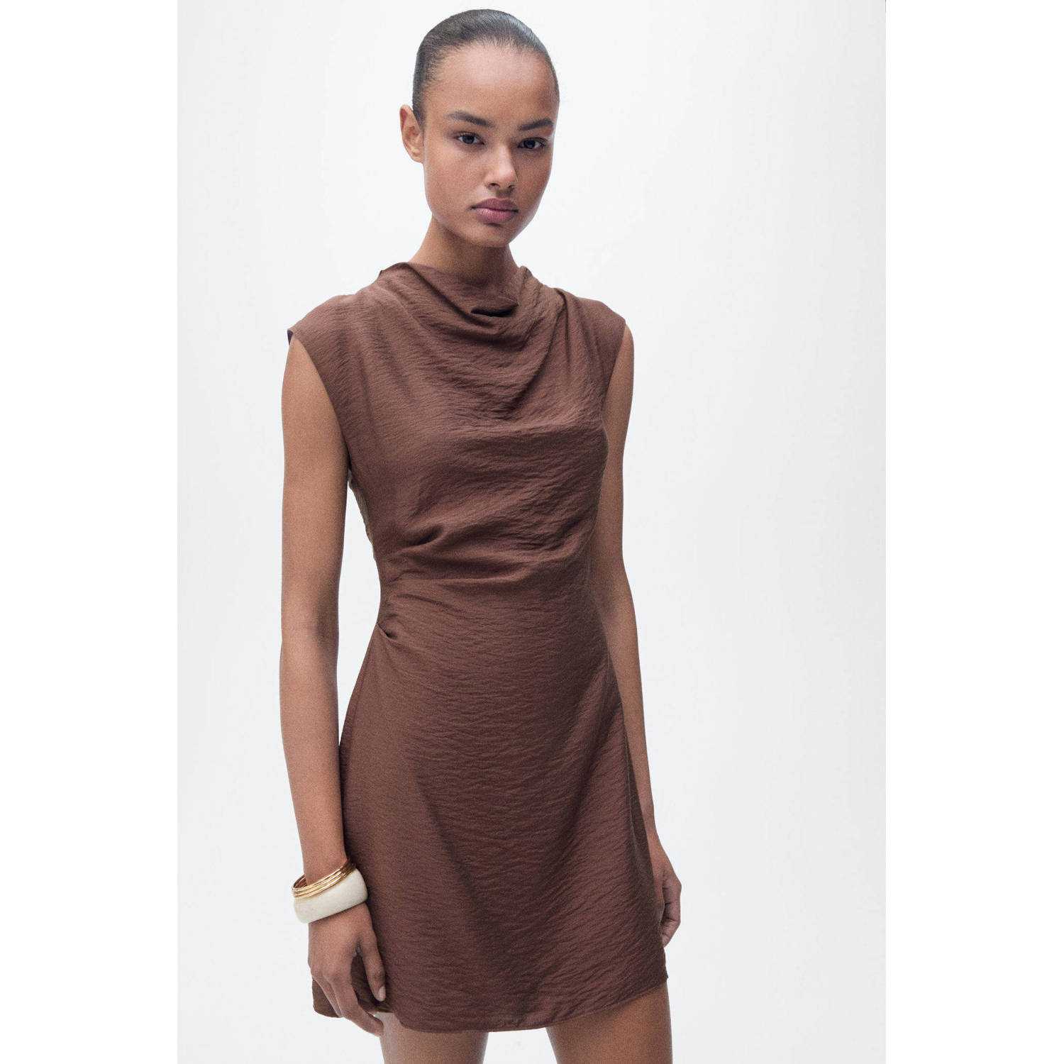 Mango korte jurk bruin