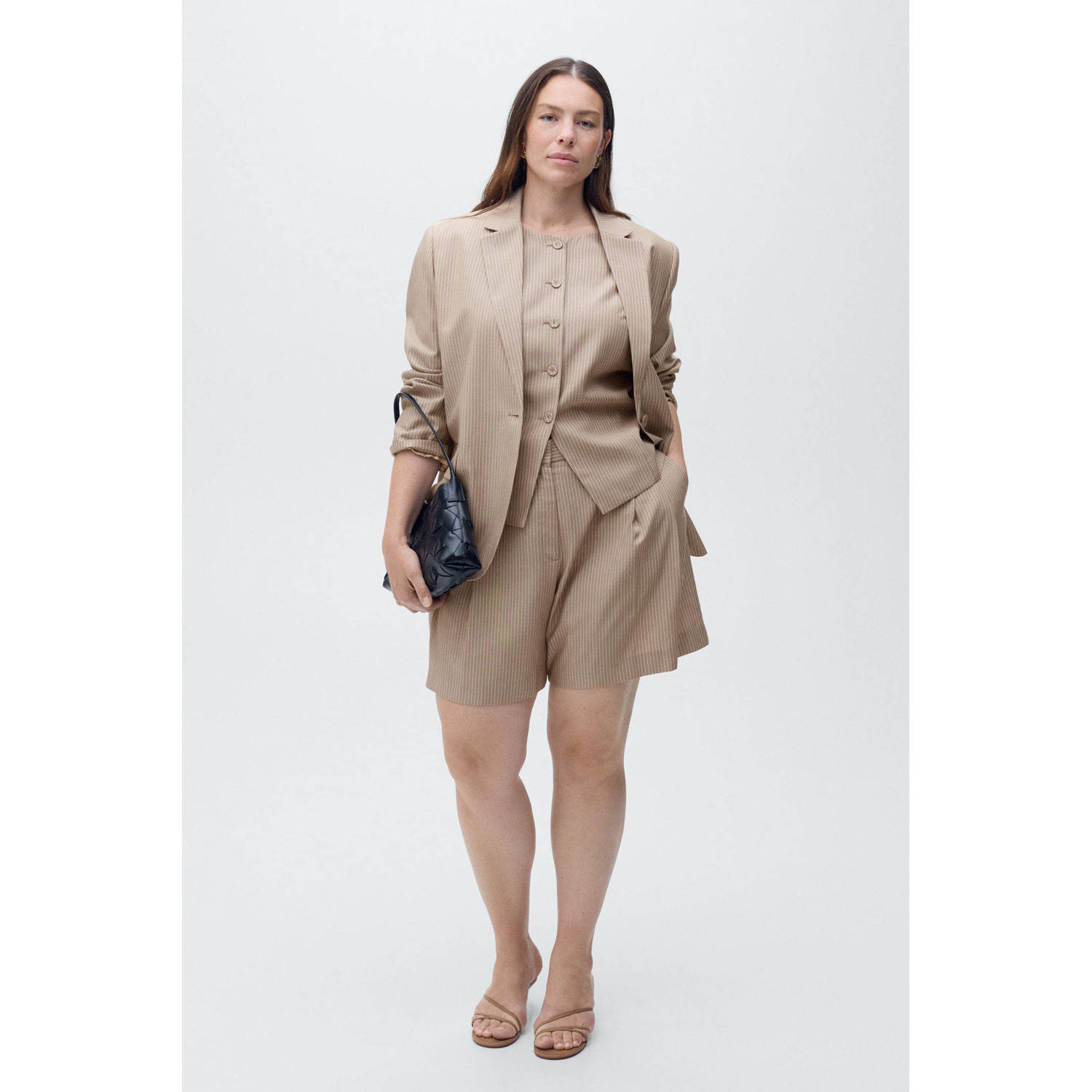 Mango wide leg regular waist casual short beige