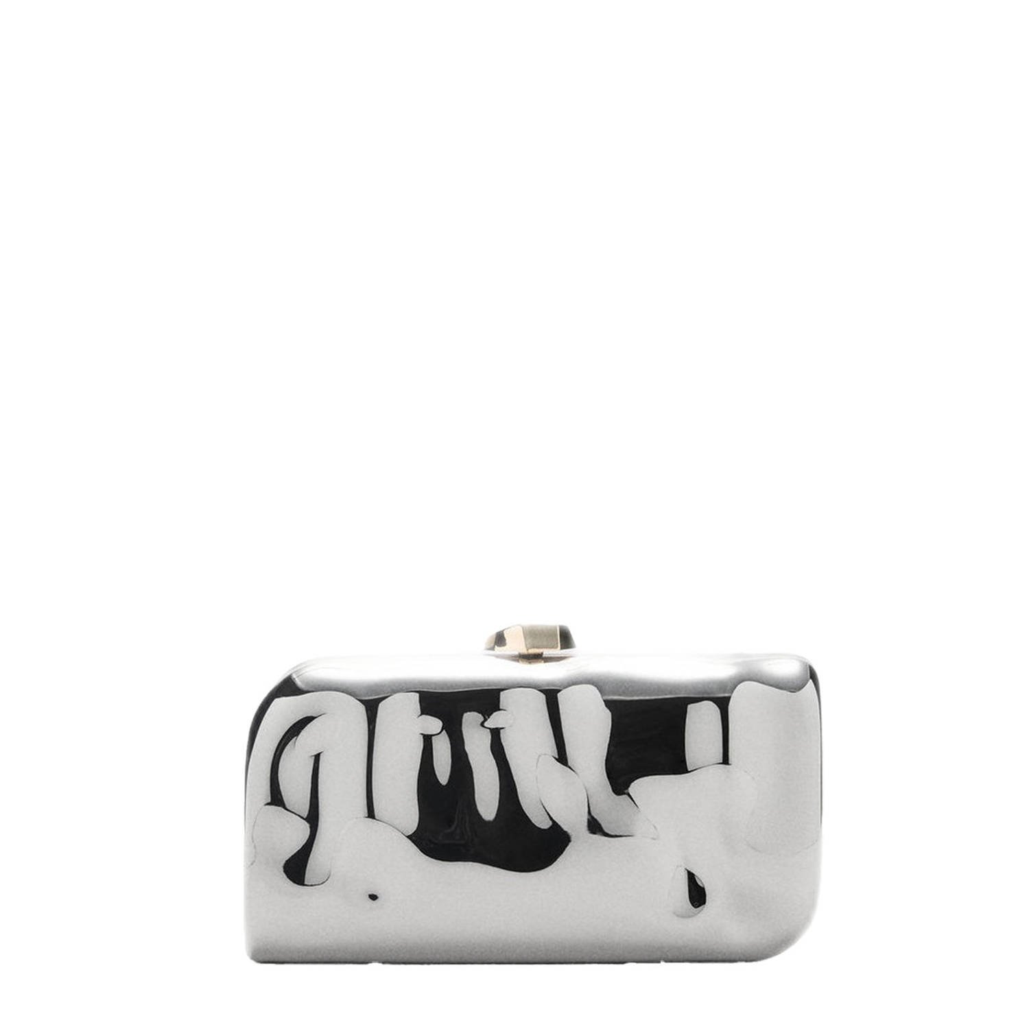 Mango clutch zilverkleurig