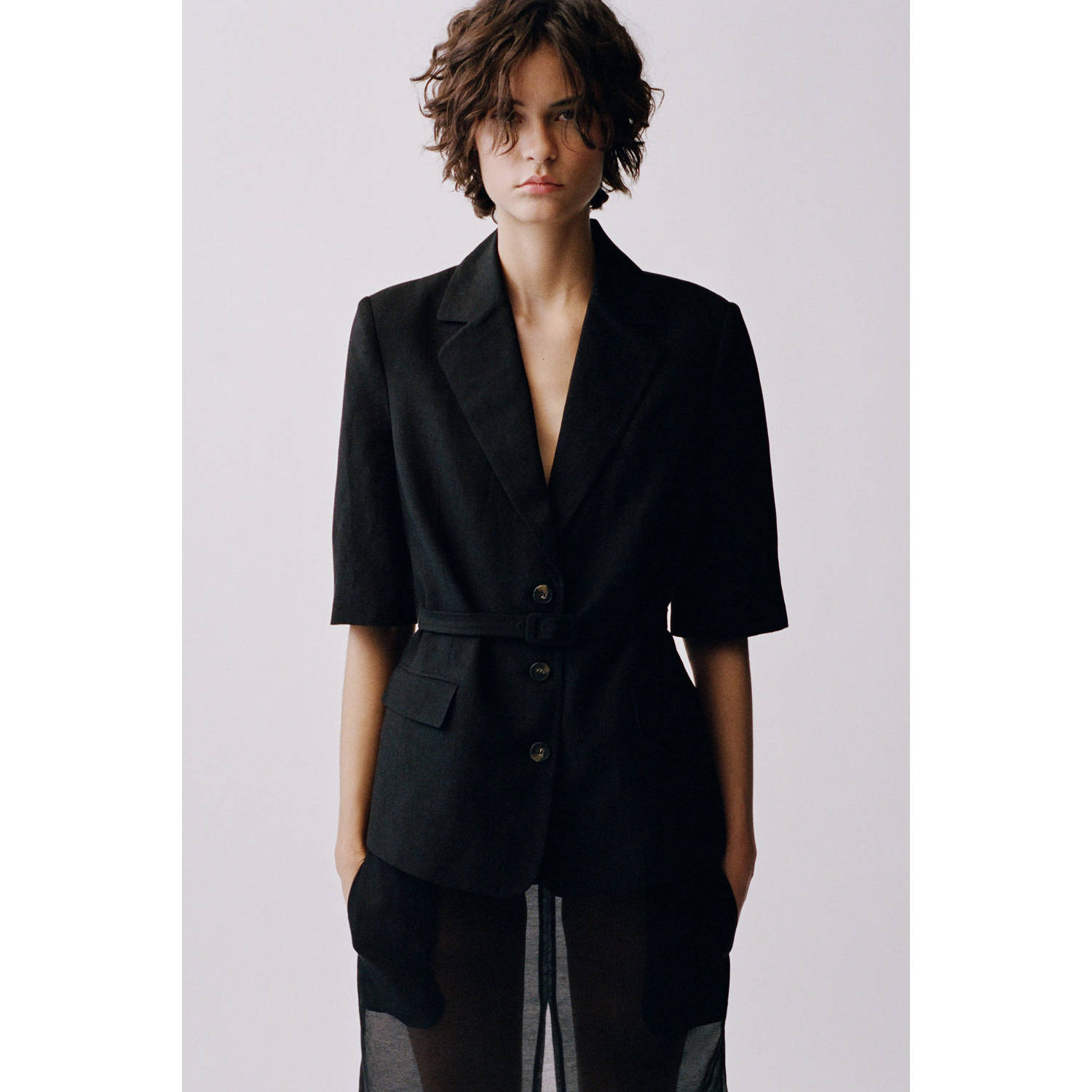 Mango getailleerde blazer zwart